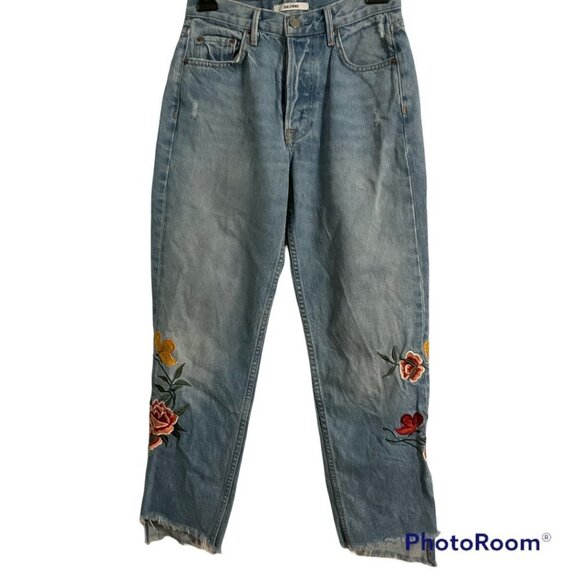 GRLFRND Helena Embroidered Button Fly Cropped Jeans Chelsea Hotel sz.25 - Picture 3 of 10